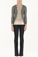 Gray Hole woven  knit  cardigan  28645