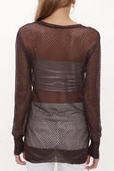 Brown Hole woven  knit  cardigan  28645