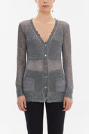 Black White Hole woven  knit  cardigan  28645