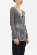 Black White Hole woven  knit  cardigan  28645