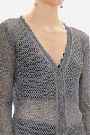 Black White Hole woven  knit  cardigan  28645