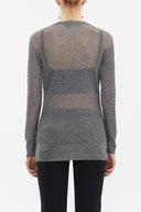 Black White Hole woven  knit  cardigan  28645