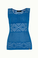 Sax Hole woven  sleeveless tricot  blouse  28649