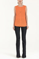 Orange Printed woven  sleeveless blouse  28659