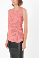 Coral Printed woven  sleeveless blouse  28659