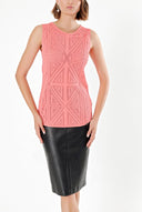 Coral Printed woven  sleeveless blouse  28659