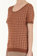 Cinnamon Wide collar  short sleeved tricot  blouse 28660