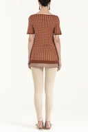 Cinnamon Wide collar  short sleeved tricot  blouse 28660