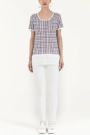 Ecru Wide collar  short sleeved tricot  blouse 28660