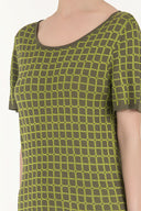 Khaki Wide collar  short sleeved tricot  blouse 28660