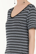 Black Wide collar  short sleeved tricot  blouse 28661
