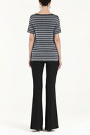 Black Wide collar  short sleeved tricot  blouse 28661