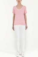 White Wide collar  short sleeved tricot  blouse 28661