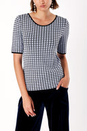 Black PATTERNED KNITWEAR BLOUSE WITH SHORT SLEEVE 28666
