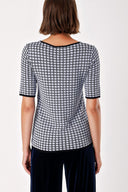 Black PATTERNED KNITWEAR BLOUSE WITH SHORT SLEEVE 28666