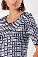 Black PATTERNED KNITWEAR BLOUSE WITH SHORT SLEEVE 28666