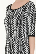 Black White Wide collar  short sleeved tricot  blouse 28677