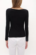Black Knitted blouse with stone detail 19080