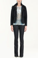 Blue Patterned lace blouse 19158