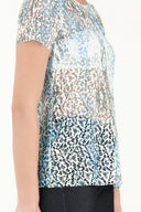 Blue Patterned lace blouse 19158