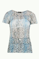 Blue Patterned lace blouse 19158