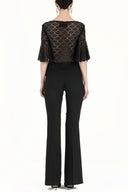 Black Ruffled-sleeve lace blouse 19159