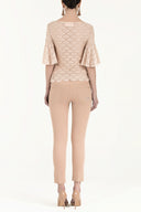 Pink Ruffled-sleeve lace blouse 19159