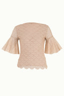 Pink Ruffled-sleeve lace blouse 19159