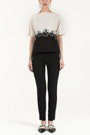 Black Embroidered wide cut blouse 19171