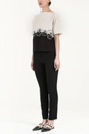 Black Embroidered wide cut blouse 19171