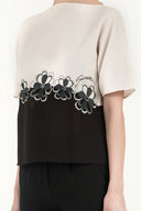 Black Embroidered wide cut blouse 19171