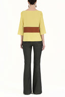 Mustard Crystal  gem  wide cut blouse  19173