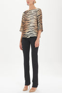 Black Patterned boatneck blouse 19181