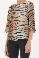 Black Patterned boatneck blouse 19181