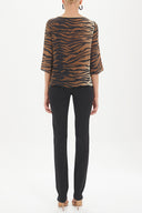 Black Patterned boatneck blouse 19181