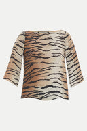 Black Patterned boatneck blouse 19181