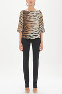 Black Patterned boatneck blouse 19181