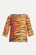 Red Patterned boatneck blouse 19181