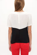 Ecru Black Gem embroidered neck blouse  19188