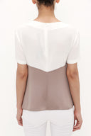 Ecru Mink Gem embroidered neck blouse  19188