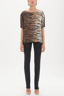 Black Patterned wide cut blouse 19192