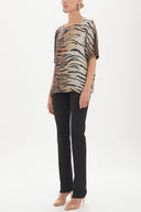 Black Patterned wide cut blouse 19192