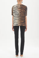 Black Patterned wide cut blouse 19192