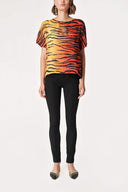 Red Patterned wide cut blouse 19192