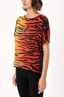 Red Patterned wide cut blouse 19192