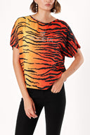 Red Patterned wide cut blouse 19192