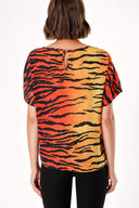 Red Patterned wide cut blouse 19192