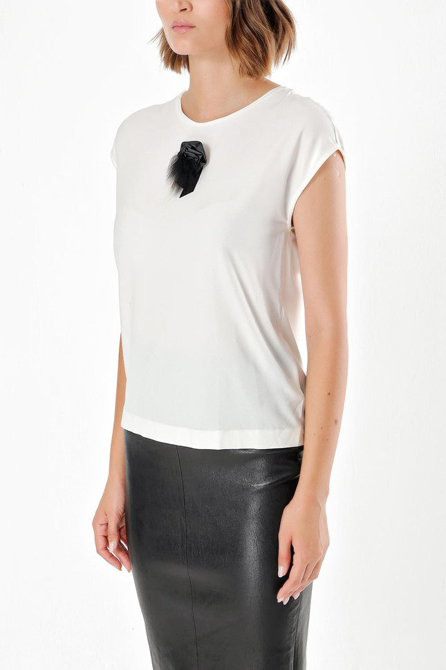 Beyaz Kısa kollu basic t-shirt 19193