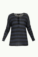 Black Button collar wide cut woven  blouse  19269