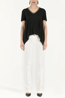 Black Wide cut combed cotton blouse  19275